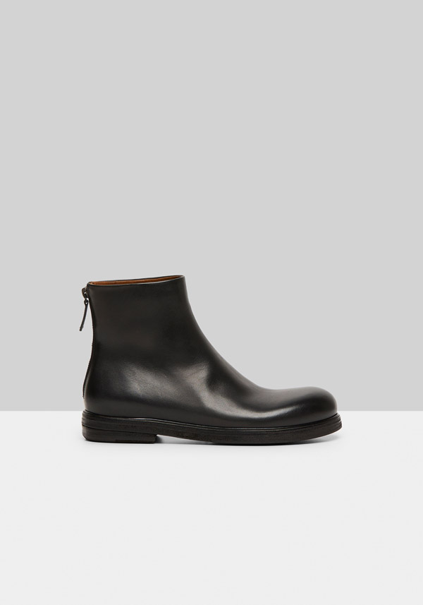 Rose & Lini MARSÈLL “ZUCCA ZEPPA” BLACK LEATHER ANKLE BOOTS Nuovo