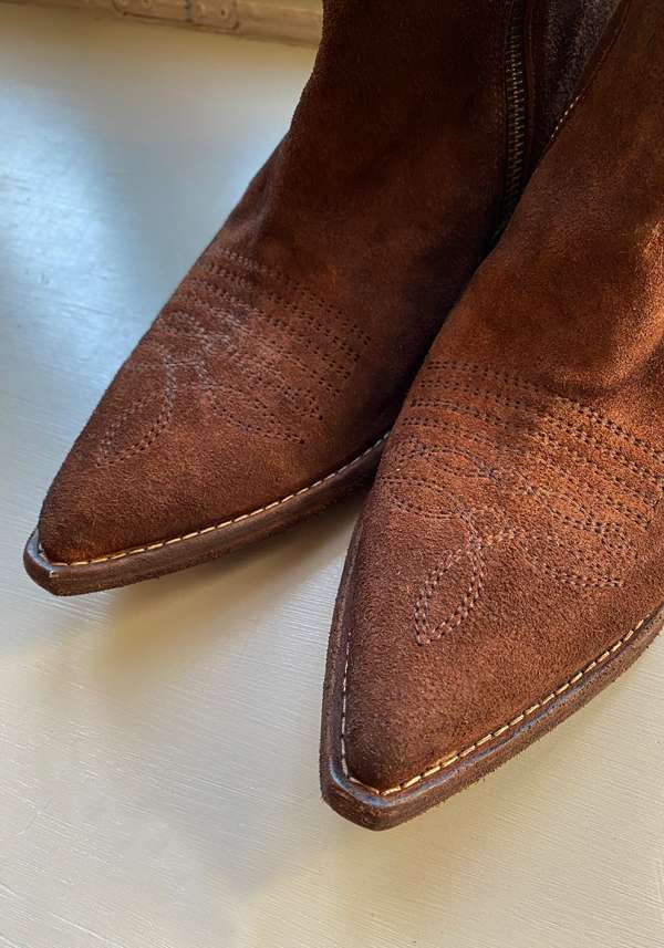Rose & Lini FAUZIAN JEUNESSE “ROVESCIO” COCCO SUEDE TEXAN ANKLE BOOTS Qualità