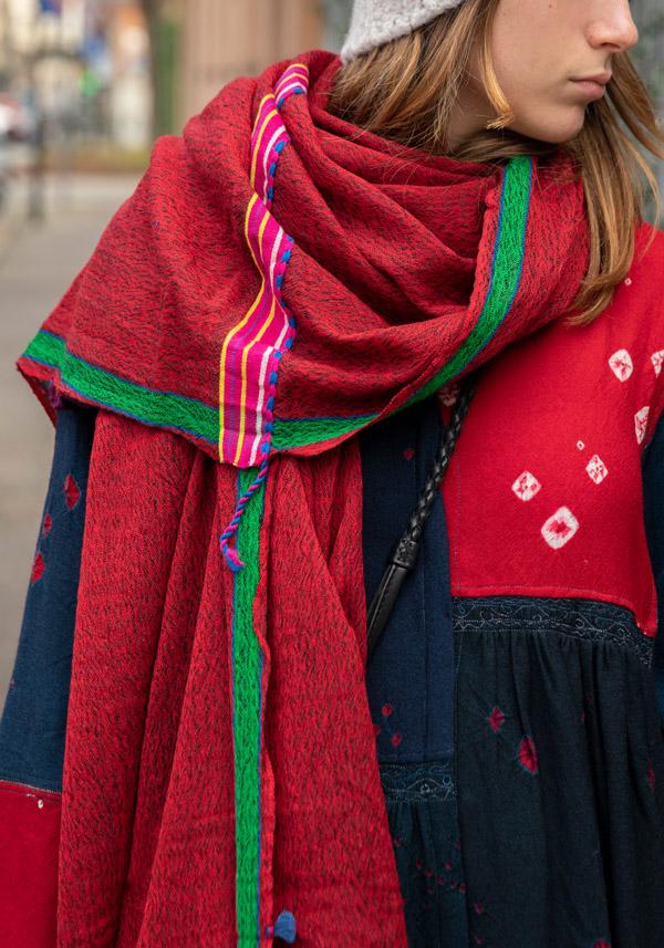 Rose & Lini INJIRI WOOL “SCARF 155” RED Spedizione Gratuita