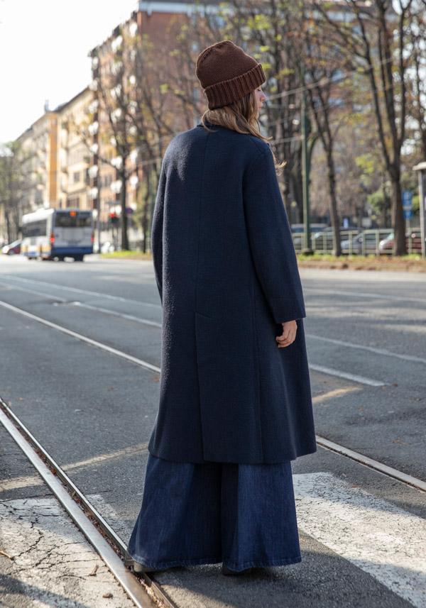 Rose & Lini BOBOUTIC WOOL NAVY LONG COAT “4778” Soddisfazione Garantita