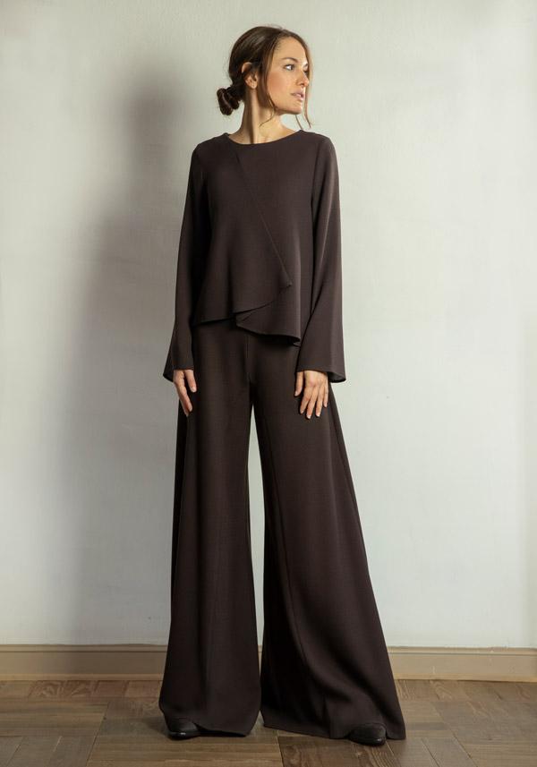 Rose & Lini STEFANO MORTARI WOOL FLARE “PANTS 5235” BROWN