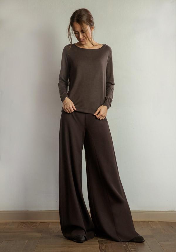 Rose & Lini STEFANO MORTARI WOOL FLARE “PANTS 5235” BROWN Qualità Garantita