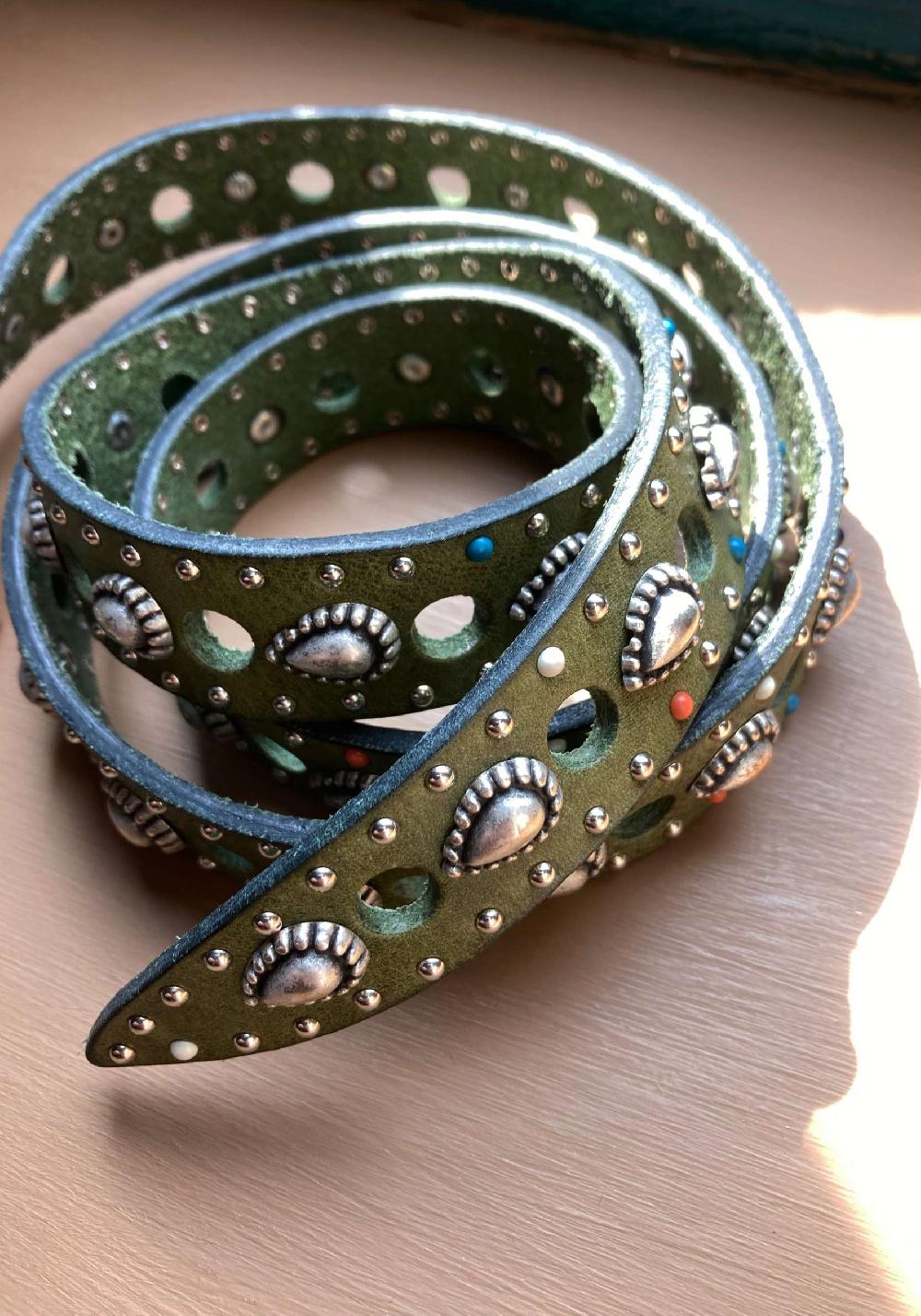 Rose & Lini NANNI MILITARY STUDDED LEATHER “BELT 336” Acquista Ora