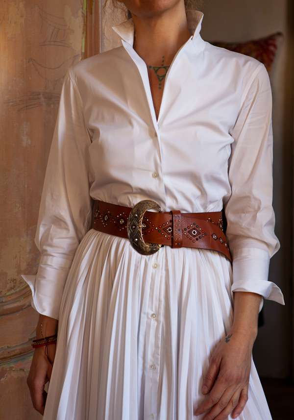 Rose & Lini NANNI “822” CHOCO LEATHER BELT Consegna Veloce