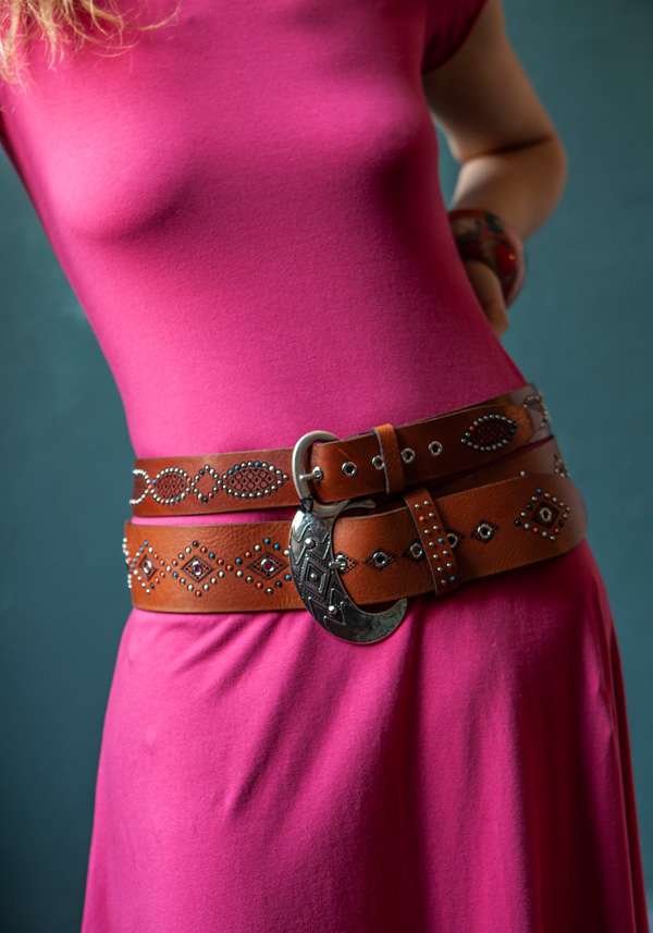 Rose & Lini NANNI “822” CHOCO LEATHER BELT Consegna Veloce