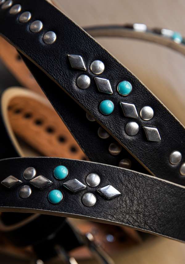 Rose & Lini NANNI BLACK STUDDED LEATHER “BELT 343” Shopping Online
