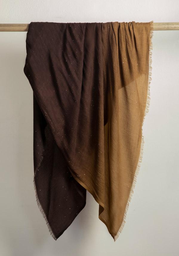 Rose & Lini FALIERO SARTI WOOL “RANIA” BROWN SEQUINED SHAWL Vendita Economica