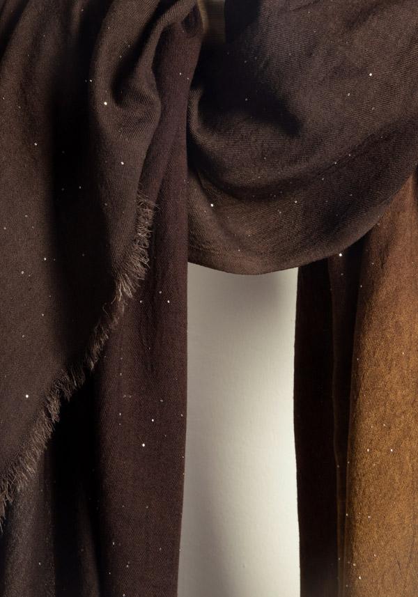 Rose & Lini FALIERO SARTI WOOL “RANIA” BROWN SEQUINED SHAWL Vendita Economica