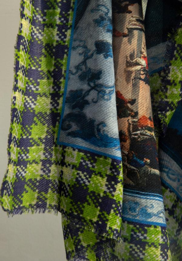 Rose & Lini FALIERO SARTI WOOL & CASHMERE “COFFEE HOUSE ROME” MULTICOLOR SCARF Negozio