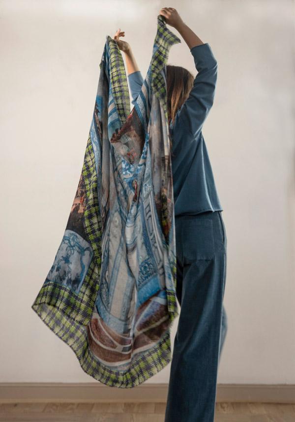 Rose & Lini FALIERO SARTI WOOL & CASHMERE “COFFEE HOUSE ROME” MULTICOLOR SCARF Negozio