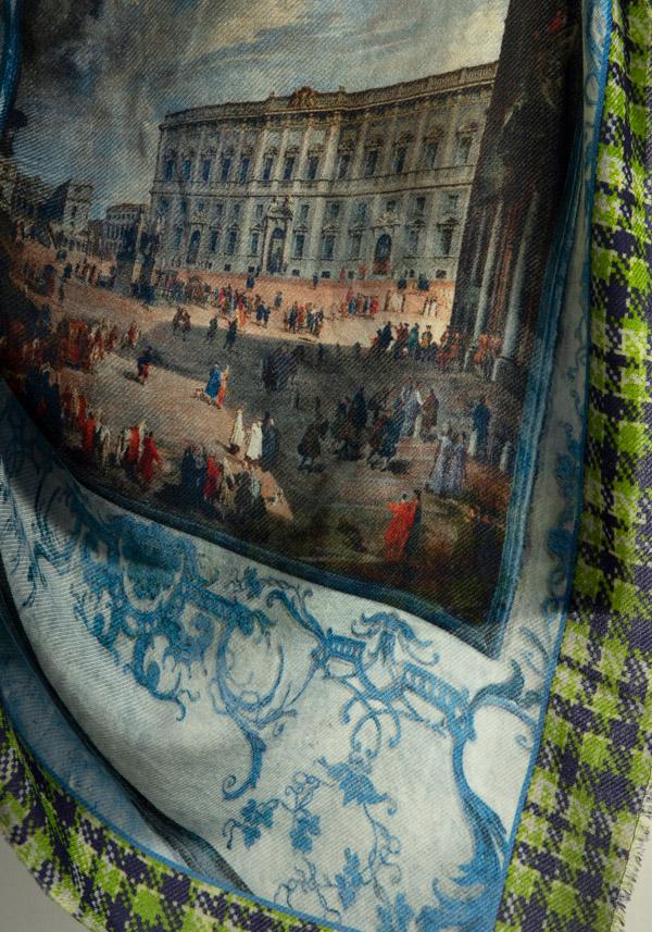 Rose & Lini FALIERO SARTI WOOL & CASHMERE “COFFEE HOUSE ROME” MULTICOLOR SCARF Negozio