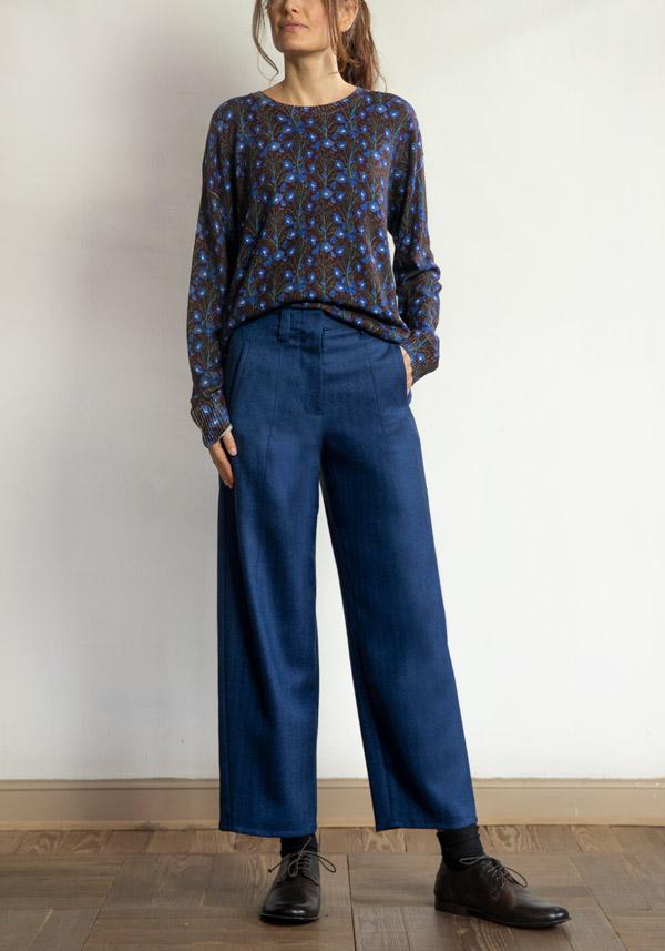 Rose & Lini BARBARA TANI WOOL “PANTS 462 LANA” BLUE Moda