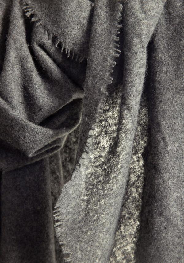 Rose & Lini MIRROR IN THE SKY CASHMERE “OPEN KNITTED MELANGE” CHARCOAL SCARF In Linea