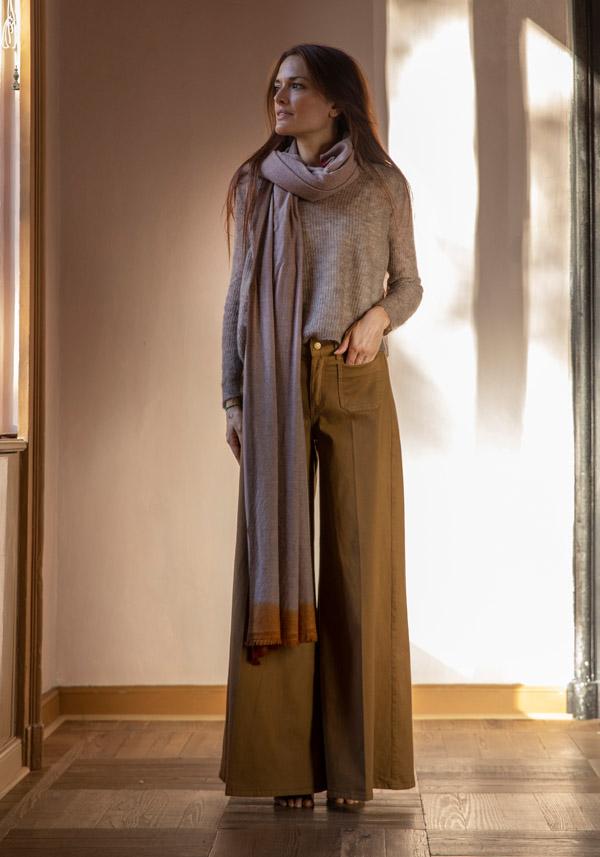 Rose & Lini MIRROR IN THE SKY CASHMERE “MIRROR MELANGE DIP DYE” EARTHY SHAWL Promozione temporanea