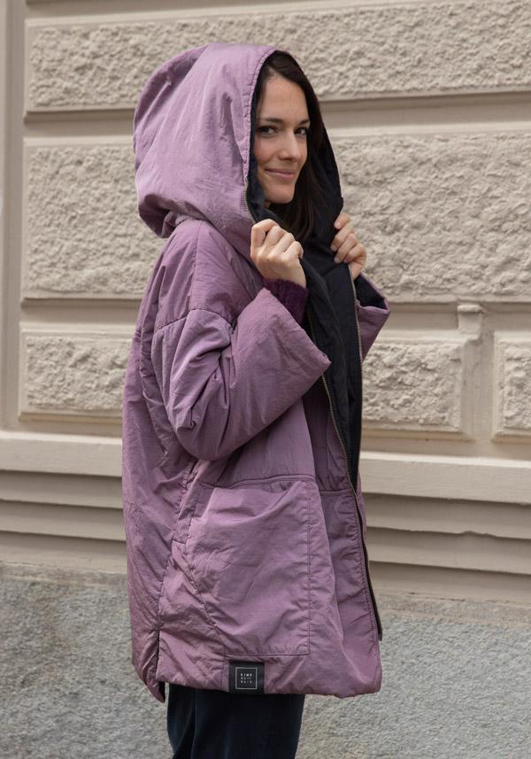 Rose & Lini KIMONORAIN REVERSIBLE “BASIC” JACKET POWDER & BLACK Hotsell