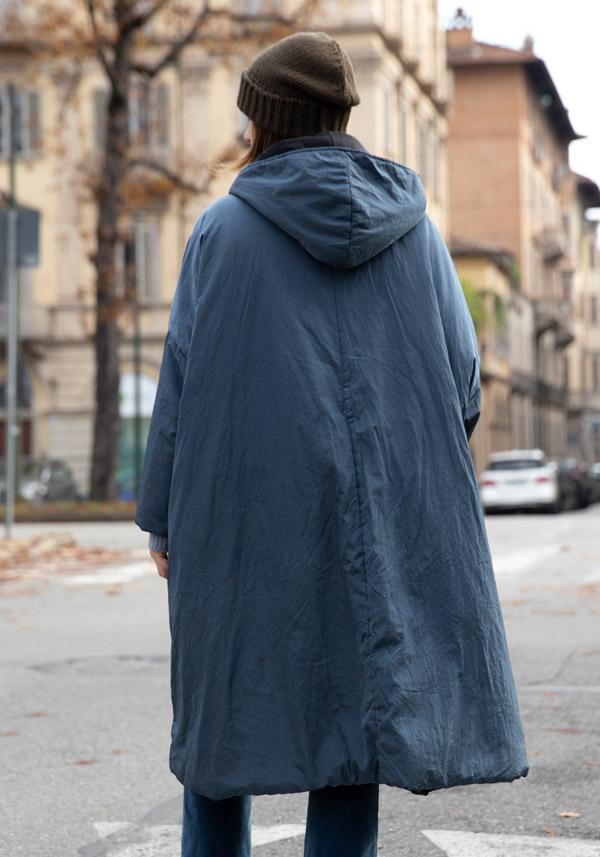 Rose & Lini KIMONORAIN REVERSIBLE “DUST COAT” LEAD & BLACK Vendita Economica