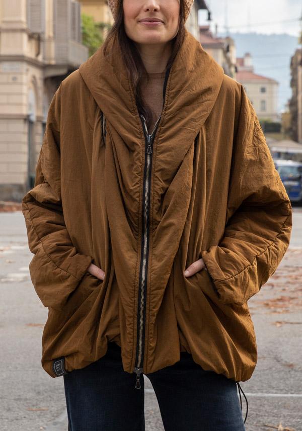 Rose & Lini KIMONORAIN REVERSIBLE “KIMONO HOODIE” JACKET TOFFEE & BLACK Saldi Di Fabbrica