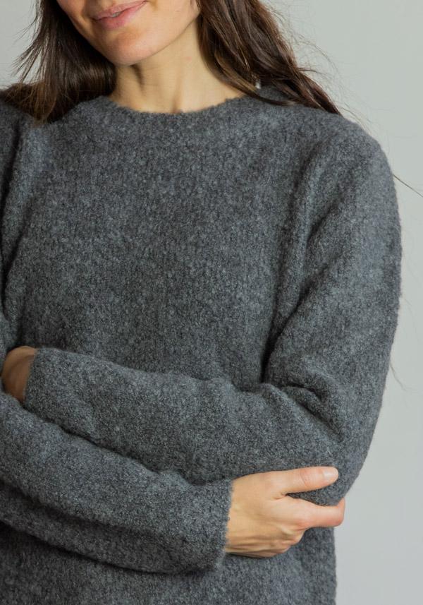 Rose & Lini SAVERIO PALATELLA CASHMERE & SILK “CREW NECK BOXY” GREY KNIT Nuova