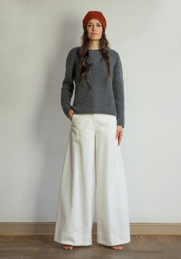 Rose & Lini SAVERIO PALATELLA CASHMERE & SILK “CREW NECK BOXY” GREY KNIT Nuova