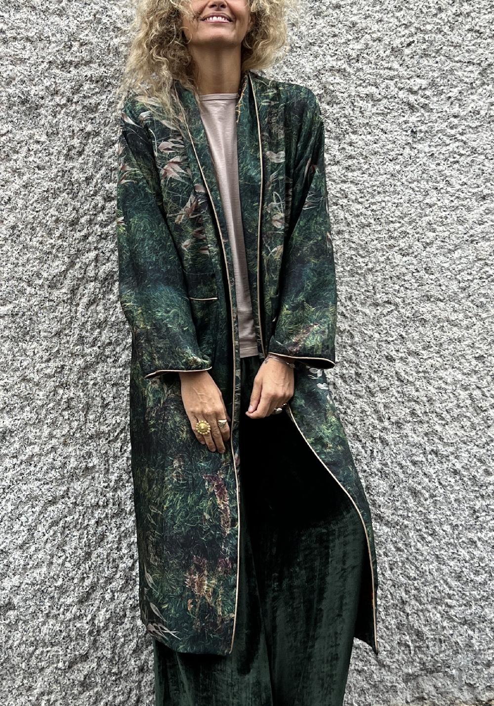 Rose & Lini BOKJA SILK “ROBE” REVERSIBLE GARDEN KIMONO Italy