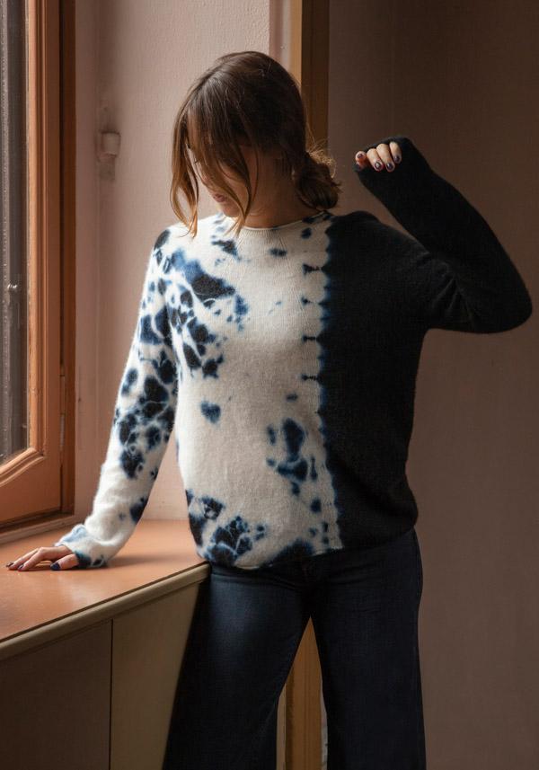 Rose & Lini SUZUSAN CASHMERE “PULL 3028” BLACK & NATURAL Qualità