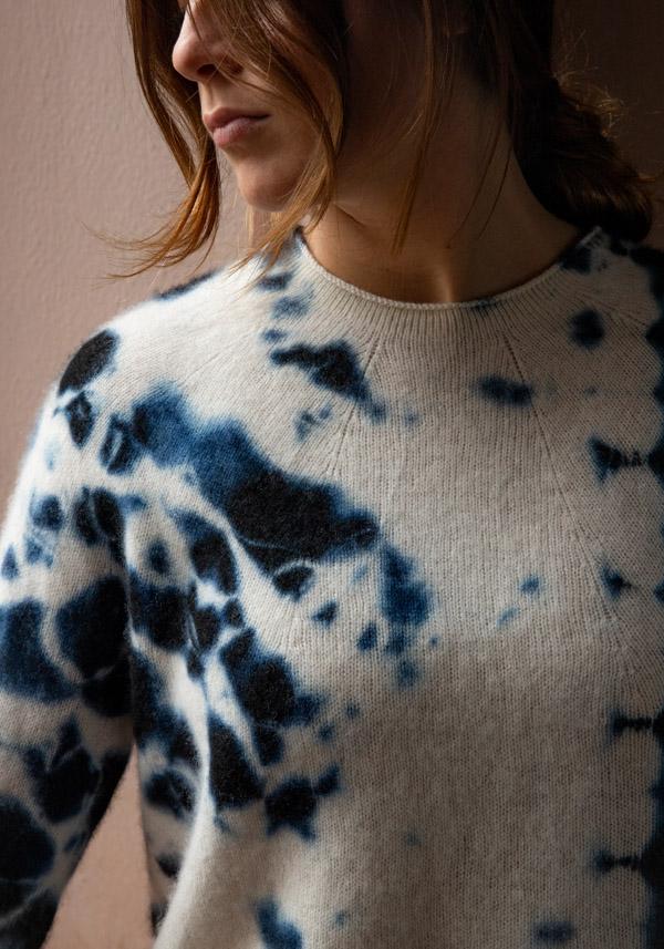 Rose & Lini SUZUSAN CASHMERE “PULL 3028” BLACK & NATURAL Qualità