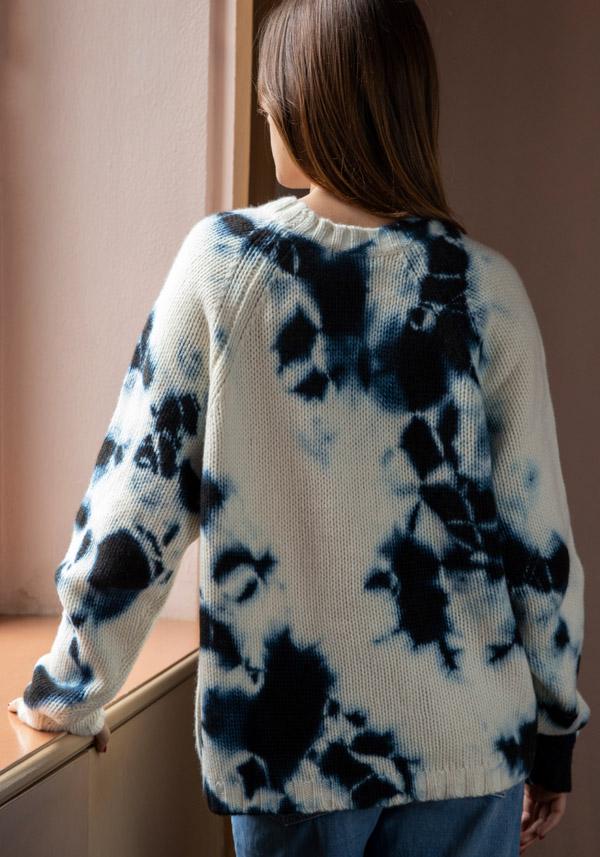 Rose & Lini SUZUSAN CASHMERE “PULL 3083” BLACK & NATURAL Vendita calda