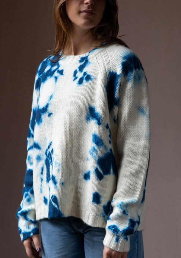 Rose & Lini SUZUSAN CASHMERE “PULL 3083” BLUE & NATURAL Offerta migliore