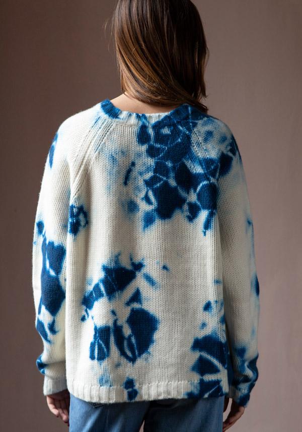 Rose & Lini SUZUSAN CASHMERE “PULL 3083” BLUE & NATURAL Offerta migliore