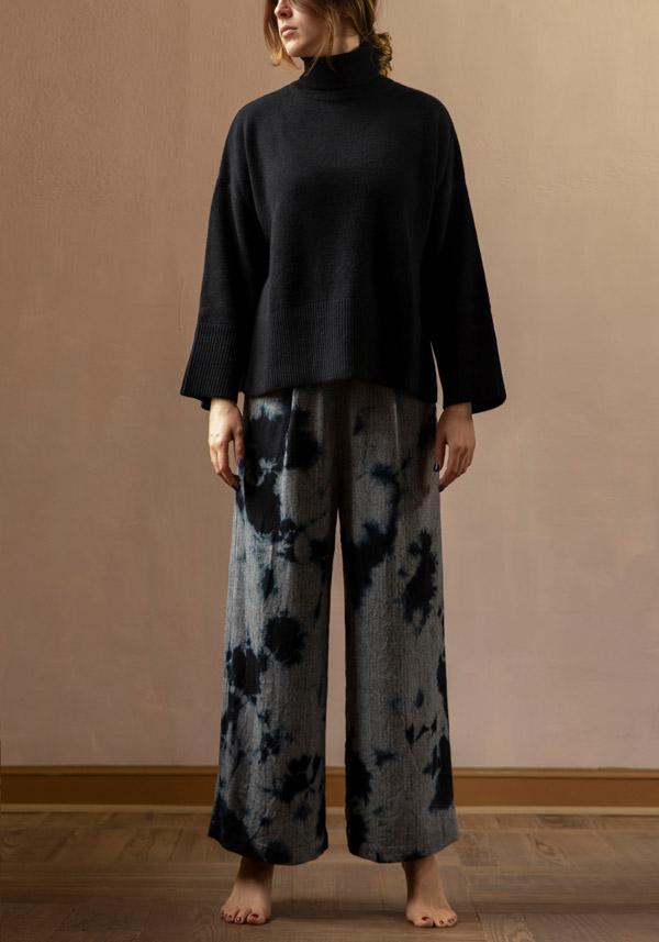 Rose & Lini SUZUSAN WOOL & CASHMER “PANTS 5041” BLACK & GREY Pezzi Unici