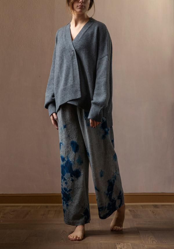 Rose & Lini SUZUSAN WOOL & CASHMER “PANTS 5041” BLUE & BLACK Soddisfazione Garantita