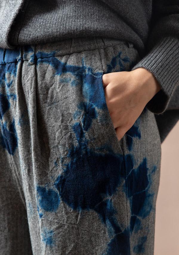 Rose & Lini SUZUSAN WOOL & CASHMER “PANTS 5041” BLUE & BLACK Soddisfazione Garantita