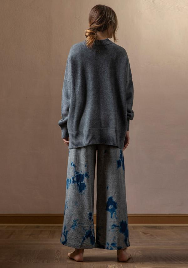 Rose & Lini SUZUSAN WOOL & CASHMER “PANTS 5041” BLUE & BLACK Soddisfazione Garantita