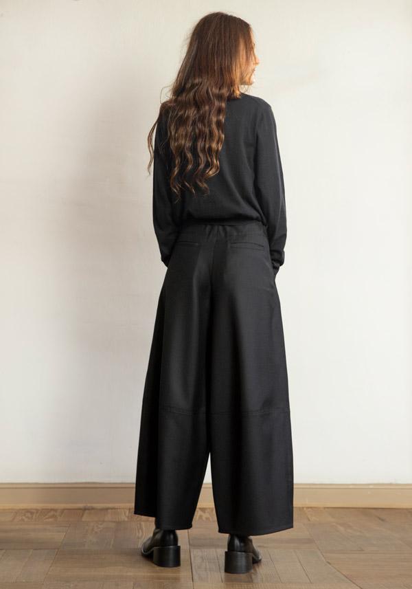 Rose & Lini BARBARA TANI WOOL “PANTS 465 LANA” BLACK Negozi Online