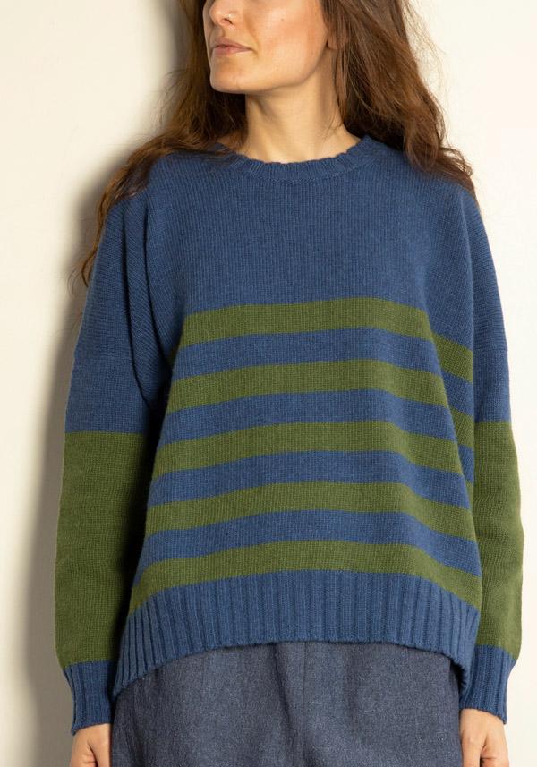 Rose & Lini MARCHÉ DES PALMIERS WOOL “GINEVRINA” STRIPED PULL BAKIR & VILS Promozione Limitata