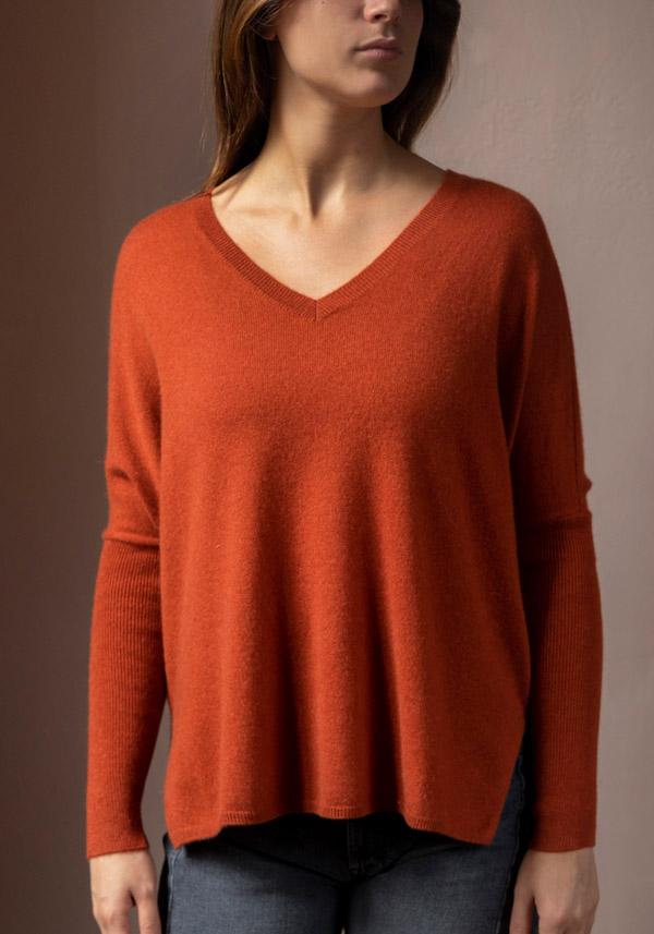 Rose & Lini ABSOLUT CASHMERE “PONCHO CAMILLE” CINNAMON Sottocosto
