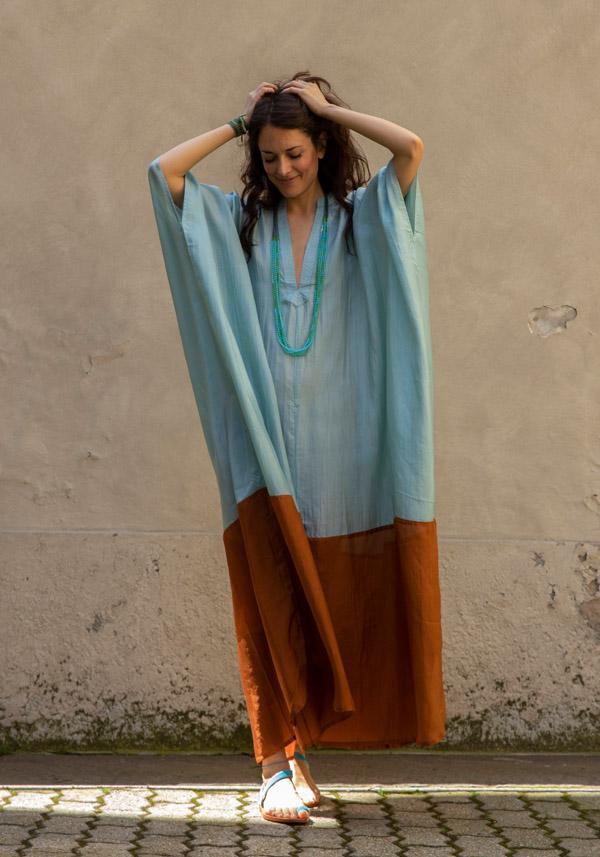 Rose & Lini THE ROSE IBIZA SILK “TUNICA BICOLOR” SKY & GINGER Economico