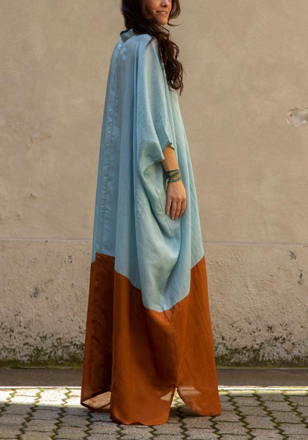 Rose & Lini THE ROSE IBIZA SILK “TUNICA BICOLOR” SKY & GINGER Economico