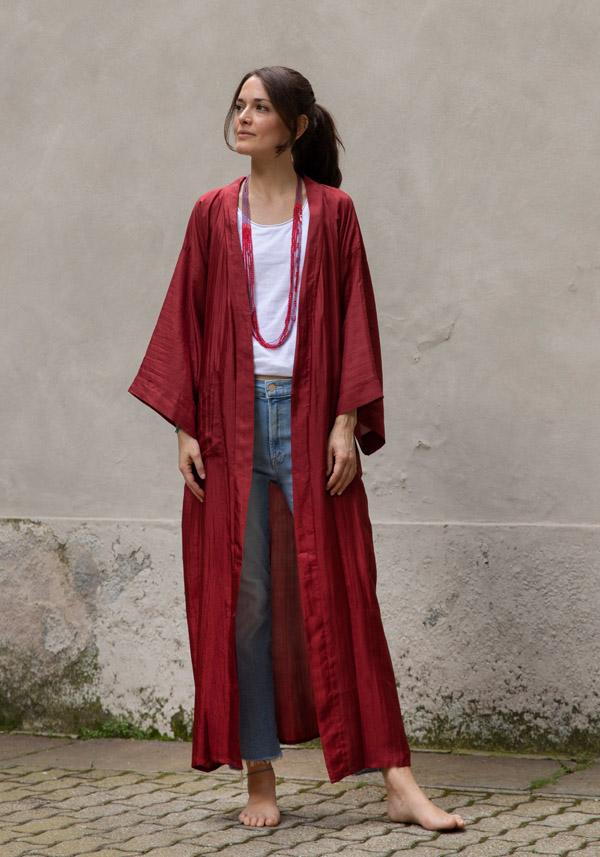 Rose & Lini THE ROSE IBIZA SILK “GOWN KIMONO” BRICK RED Online