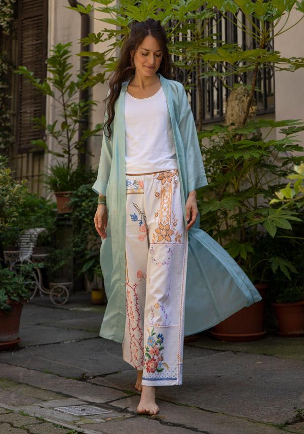 Rose & Lini THE ROSE IBIZA SILK “GOWN KIMONO” SKY Saldi
