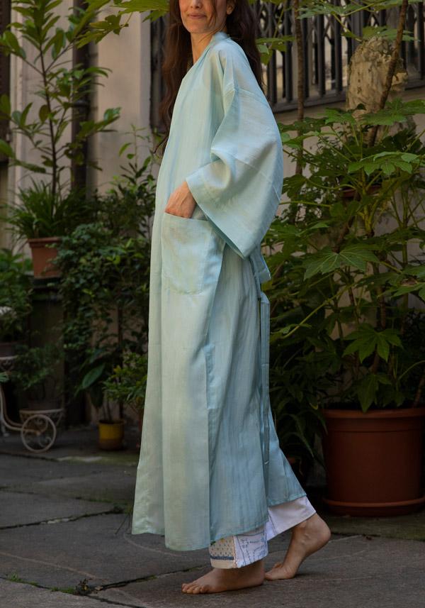 Rose & Lini THE ROSE IBIZA SILK “GOWN KIMONO” SKY Saldi