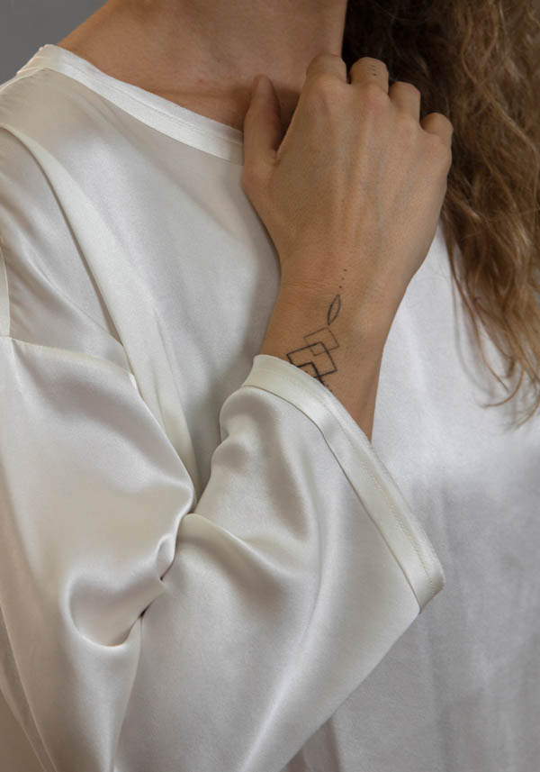 Rose & Lini INBACX SILK “MALTA” WHITE SHIRT Vendita Calda