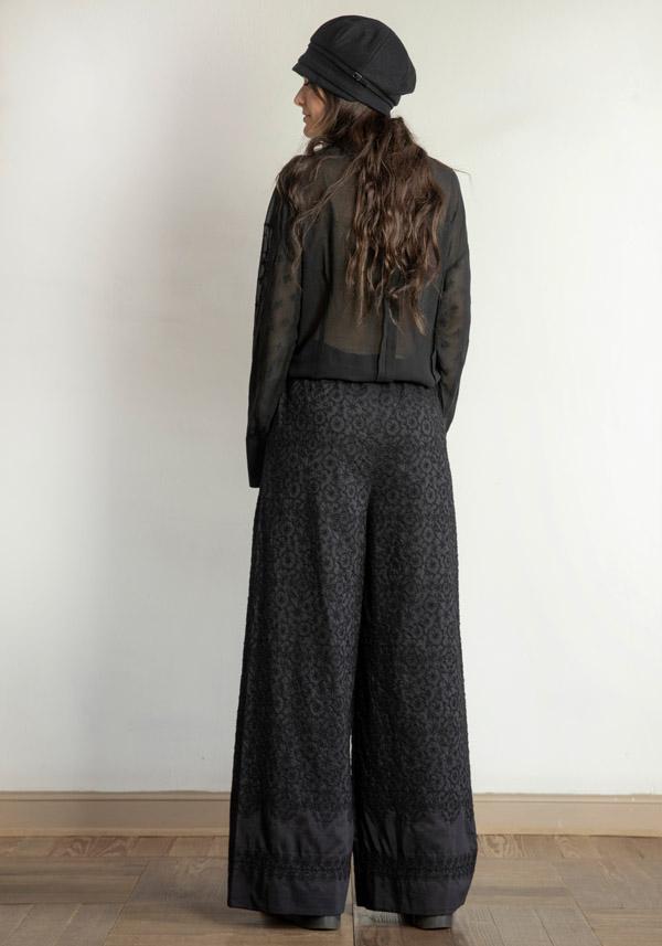 Rose & Lini ANTIPAST COTTON & SILK EMBROIDERED “TROUSERS EP210” BLACK Vendite Flash