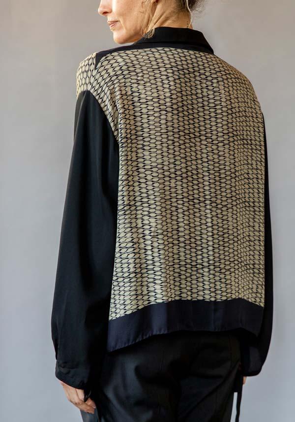 Rose & Lini IBRIGU SILK “SHIRT CM171” BEIGE & BLACK Moda