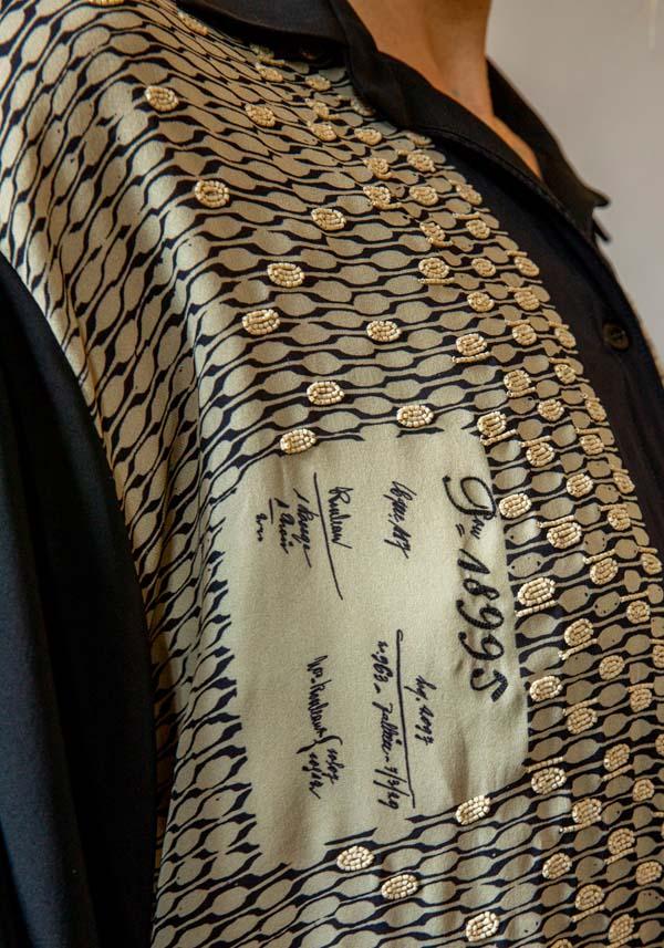 Rose & Lini IBRIGU SILK “SHIRT CM171” BEIGE & BLACK Moda