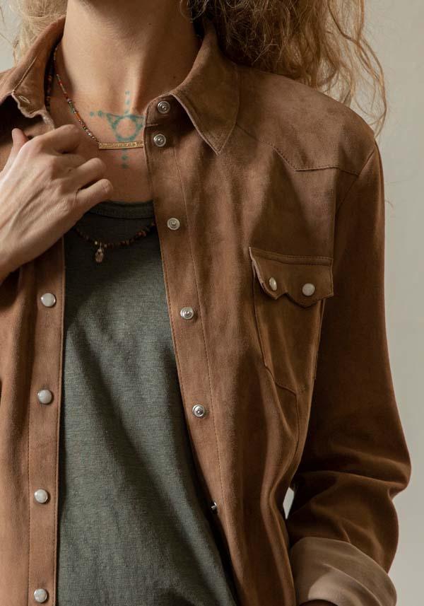 Rose & Lini DAD MILANO SUEDE “WESTERN SHIRT” CARAMEL Promozione
