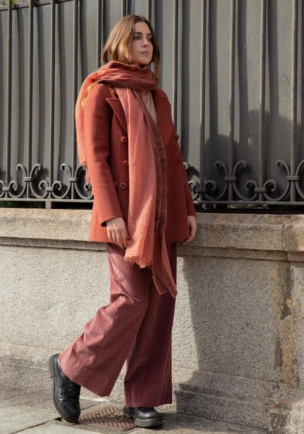Rose & Lini ALMAROSA WOOL “JACKET 545” TERRACOTTA Spedizione Gratuita