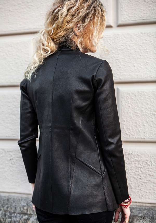 Rose & Lini GIORGIO BRATO BLACK LEATHER JACKET 13070 Acquista Ora