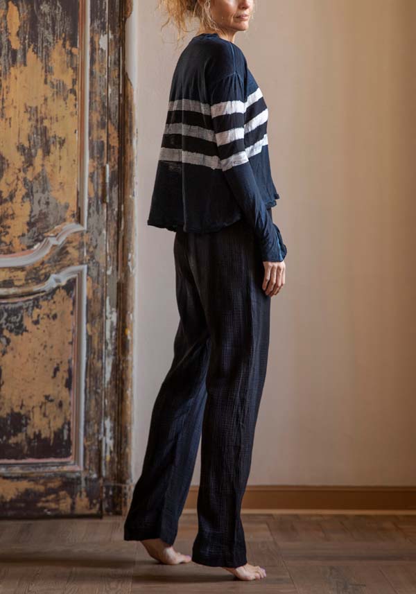 Rose & Lini GILDA MIDANI “EAST PANTS 2047” MARBLE BLUE Consegna Veloce