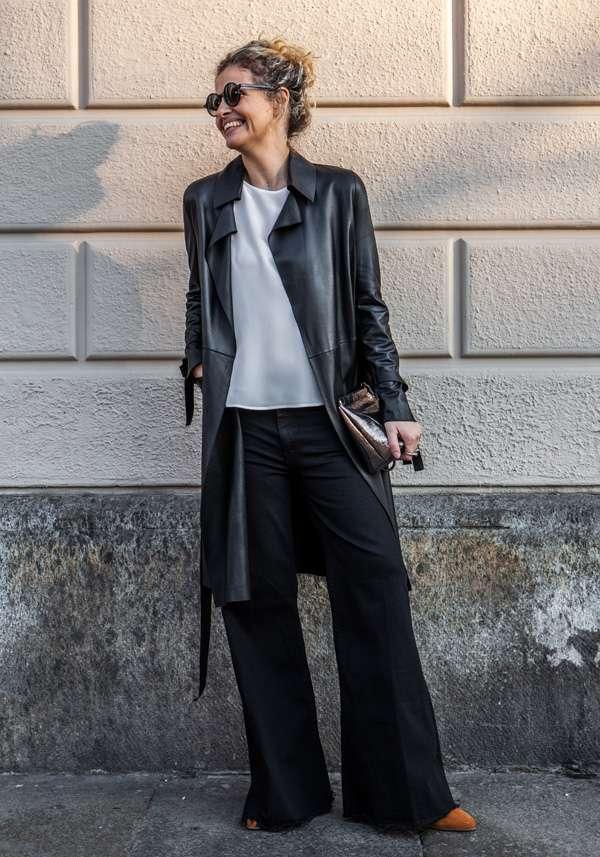 Rose & Lini GIORGIO BRATO BLACK LEATHER TRENCH 13036 Sconto